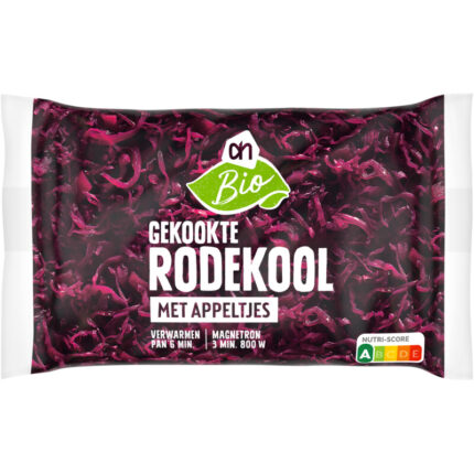 AH Biologisch Gekookte rodekool met appeltjes bevat 9.9g koolhydraten