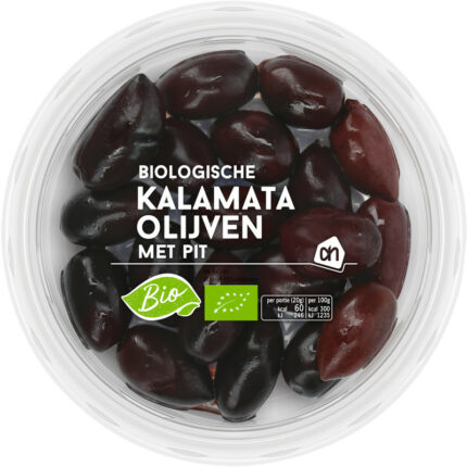 AH Biologisch Kalamata olijven met pit bevat 4.9g koolhydraten