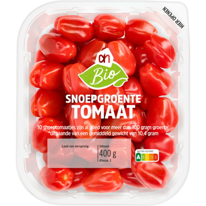 AH Biologisch Snoepgroente tomaat bevat 4g koolhydraten