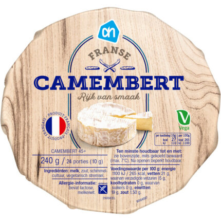 AH Camembert bevat 0g koolhydraten