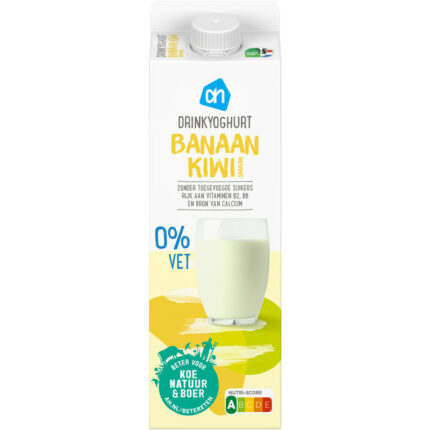 AH Drinkyoghurt banaan kiwi bevat 3.6g koolhydraten