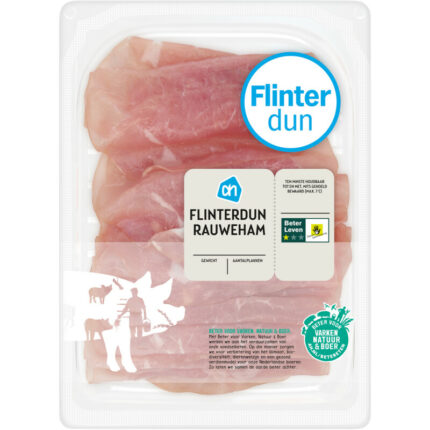 AH Flinterdunne rauwe ham bevat 0.1g koolhydraten