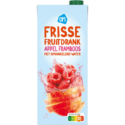 AH Frisse fruitdrank appel framboos bevat 4.9g koolhydraten