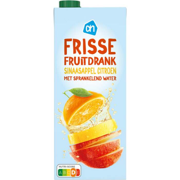 AH Frisse fruitdrank sinaasappel citroen bevat 4.9g koolhydraten