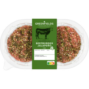 AH Greenfields Beefburger jalapeno bevat 2.2g koolhydraten