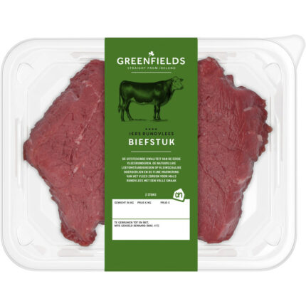 AH Greenfields Biefstuk bevat 0g koolhydraten