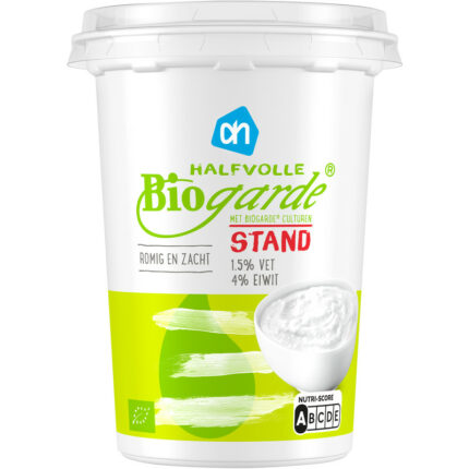 AH Halfvolle biogarde stand bevat 4.7g koolhydraten