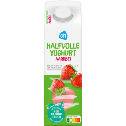 AH Halfvolle yoghurt aardbei bevat 9.9g koolhydraten