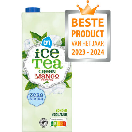 AH Ice tea green mango zero zonder koolzuur bevat 0.03g koolhydraten