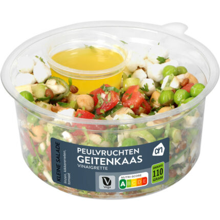 AH Kleine salade peulvruchten geitenkaas bevat 6.1g koolhydraten