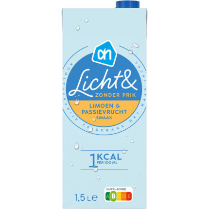 AH Licht&zonder prik limoen & passievrucht bevat 0g koolhydraten