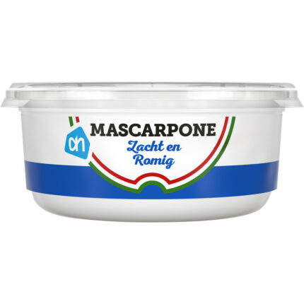 AH Mascarpone 80+ bevat 2.5g koolhydraten