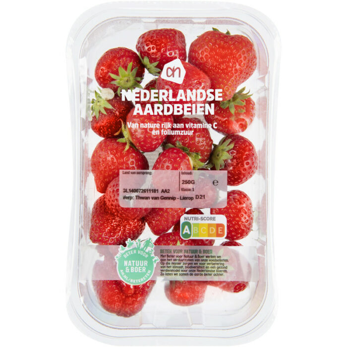 AH Nederlandse aardbeien bevat 5.1g koolhydraten