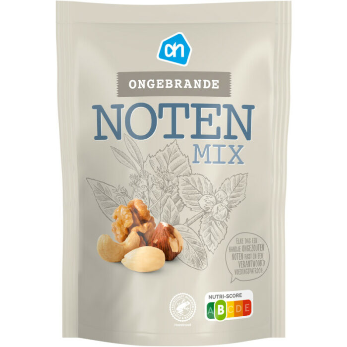 AH Ongebrande noten mix bevat 10g koolhydraten
