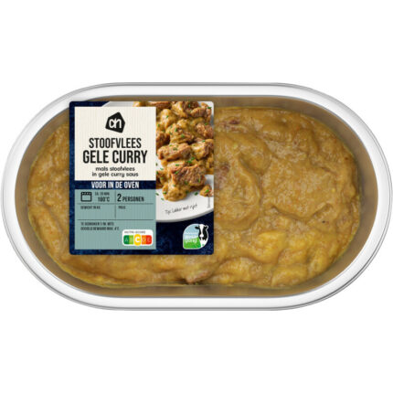 AH Oven stoofvlees gele curry bevat 9.3g koolhydraten