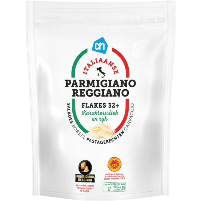 AH Parmigiano Reggiano DOP 32+ bevat 0g koolhydraten