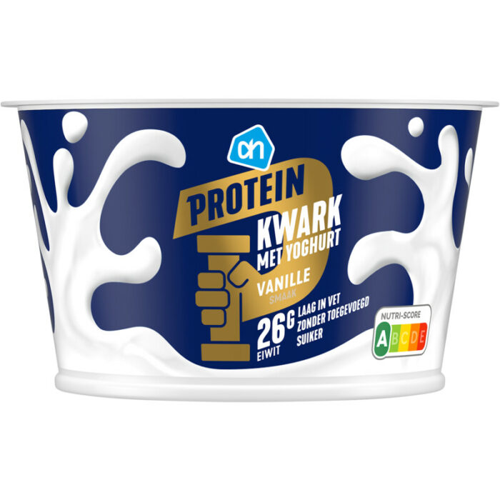 AH Protein kwark met yoghurt vanillesmaak bevat 3g koolhydraten