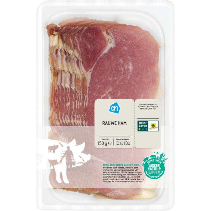 AH Rauwe ham bevat 0.6g koolhydraten