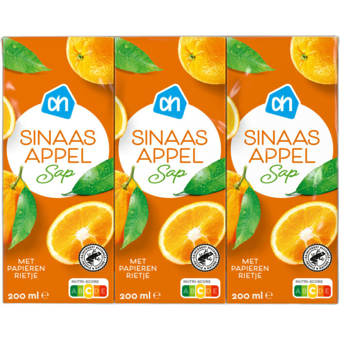 AH Sinaasappelsap 6-pack bevat 8.7g koolhydraten