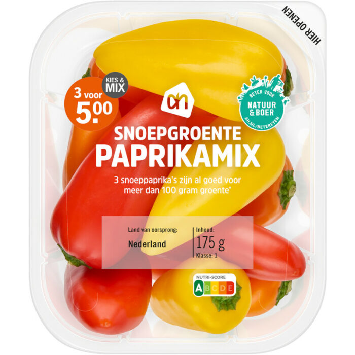 AH Snoepgroente paprikamix bevat 3.8g koolhydraten
