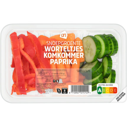 AH Snoepgroente wortel komkommer paprika bevat 3.5g koolhydraten