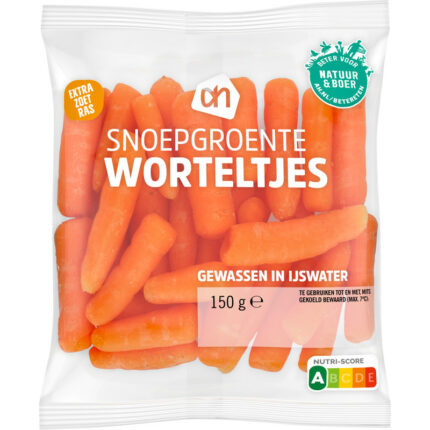 AH Snoepgroente worteltjes bevat 5.3g koolhydraten