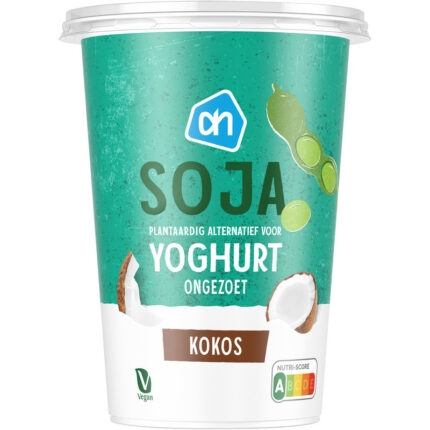 AH Soja plantaardig variatie yoghurt kokos bevat 0.4g koolhydraten