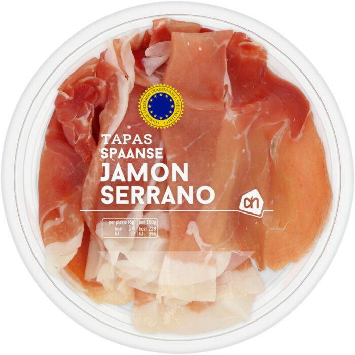 AH Spaanse jamon serrano bevat 0.1g koolhydraten