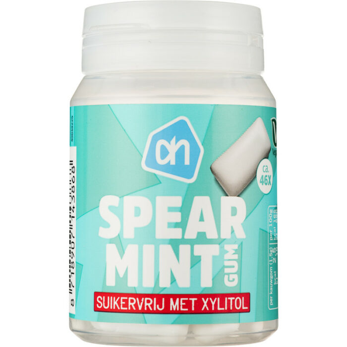 AH Spearmint gum suikervrij bevat 0g koolhydraten