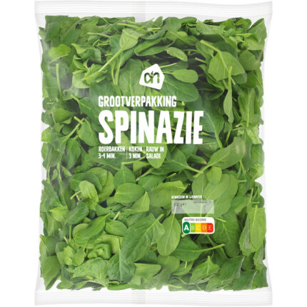 AH Spinazie grootverpakking bevat 0.9g koolhydraten