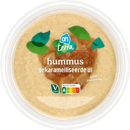 AH Terra Hummus gekaramelliseerde ui bevat 9.4g koolhydraten