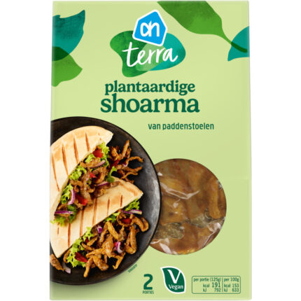 AH Terra Plantaardige shoarma van paddenstoelen bevat 4.9g koolhydraten