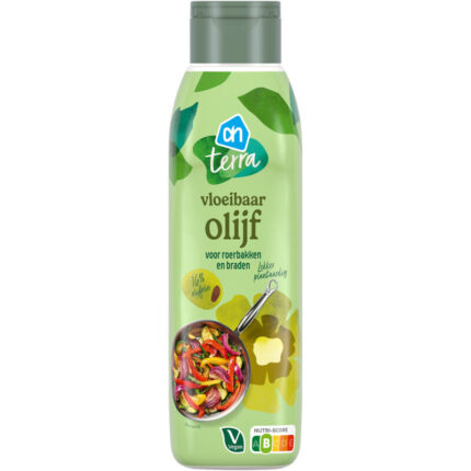 AH Terra Vloeibaar olijf roerbakken en braden bevat 0g koolhydraten