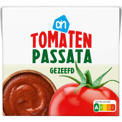 AH Tomaten gezeefd passata bevat 7.2g koolhydraten