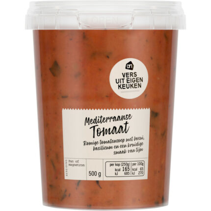 AH Verse soep Mediterraanse tomaat bevat 3.6g koolhydraten