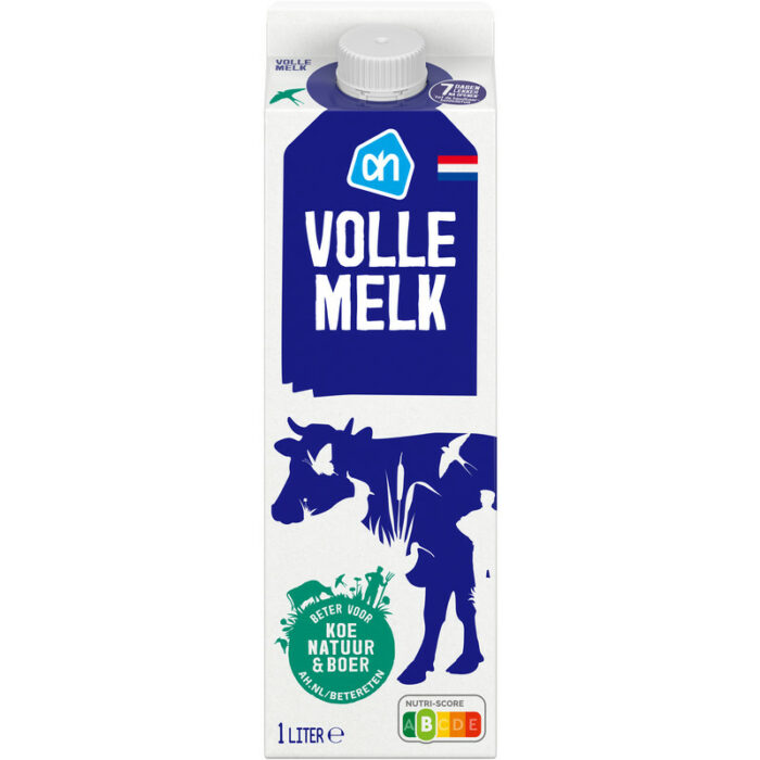 AH Volle melk bevat 4.6g koolhydraten