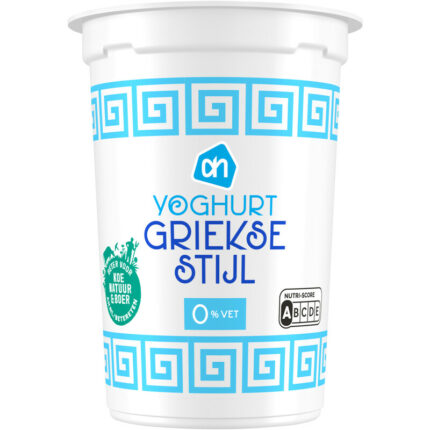AH Yoghurt griekse stijl 0% vet bevat 4.9g koolhydraten
