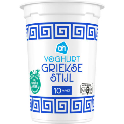 AH Yoghurt griekse stijl 10% vet bevat 3.5g koolhydraten
