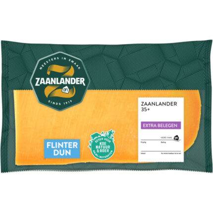 AH Zaanlander Extra belegen 35+ plakken flinterdun bevat 0g koolhydraten
