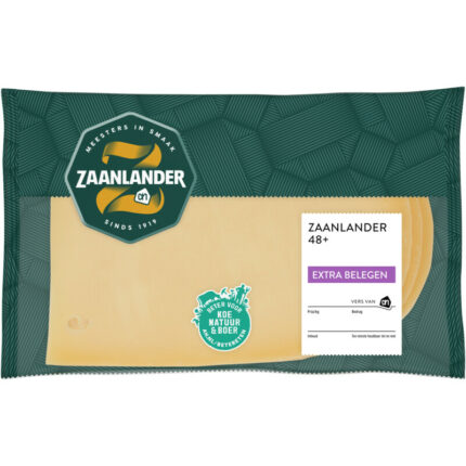 AH Zaanlander Extra belegen 48+ plakken bevat 0g koolhydraten