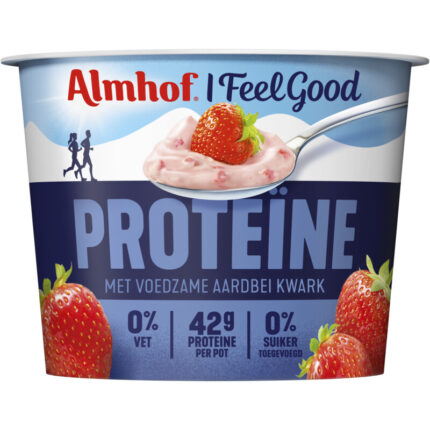 Almhof Proteine kwark aardbei bevat 4.4g koolhydraten