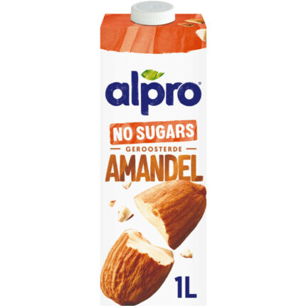 Alpro Amandeldrink geroosterd zonder suikers bevat 0g koolhydraten