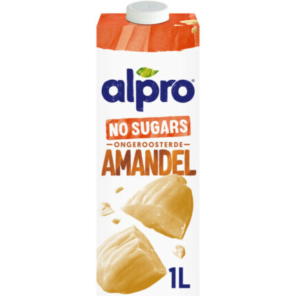 Alpro Amandeldrink ongeroosterd zonder suikers bevat 0g koolhydraten