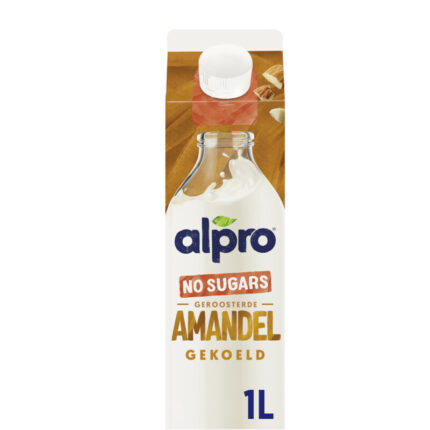 Alpro Amandeldrink zonder suikers gekoeld bevat 0g koolhydraten