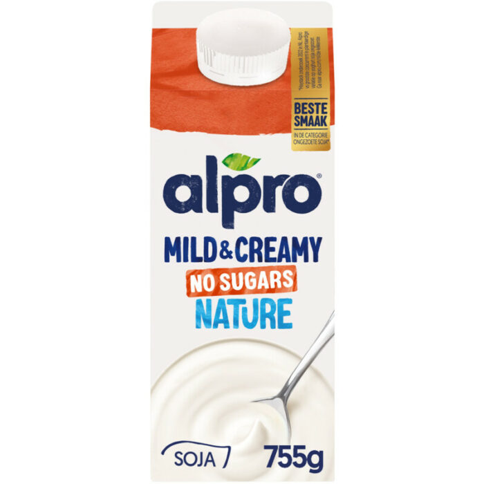 Alpro Mild & creamy zonder suikers bevat 0g koolhydraten