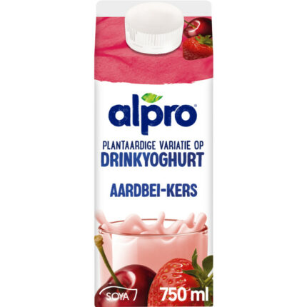 Alpro Plantaardige drinkyoghurt aardbei-kers bevat 6.2g koolhydraten
