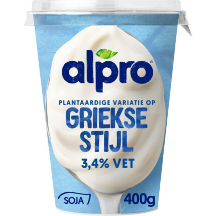 Alpro Plantaardige yoghurt Griekse stijl bevat 2.6g koolhydraten