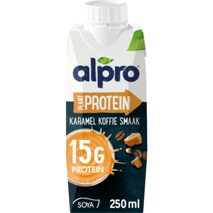 Alpro Protein karamel koffie smaak bevat 5g koolhydraten