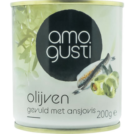 Amogusti Olijven gevuld met ansjovis bevat 0g koolhydraten