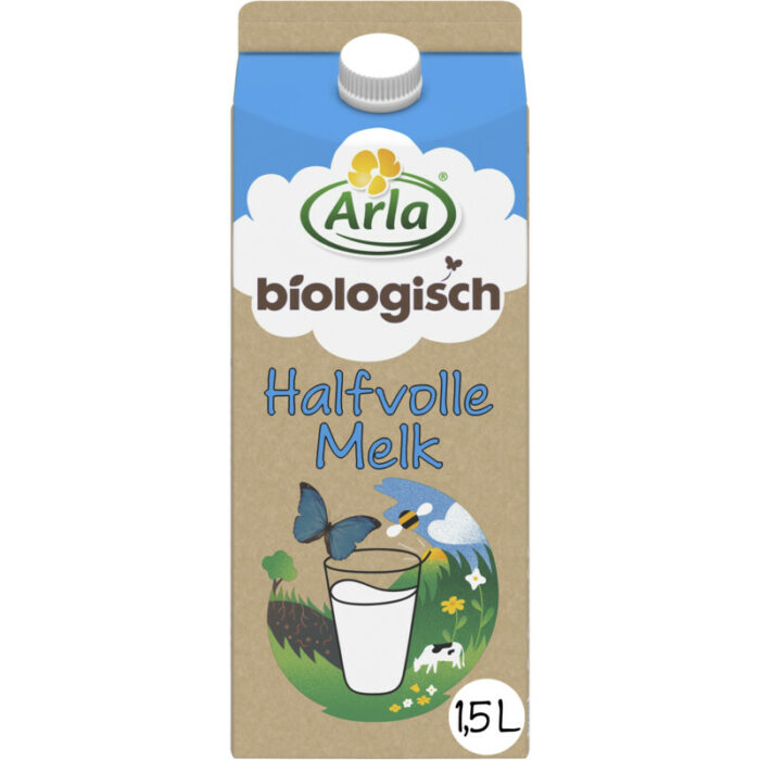 Arla Biologisch halfvolle melk bevat 4.7g koolhydraten